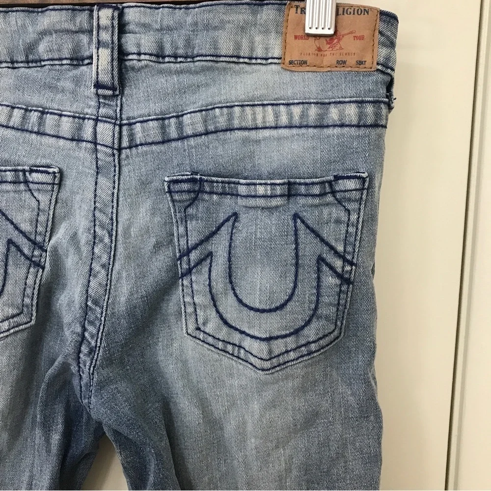 True Religion kids light wash blue distressed denim jeans size 10
